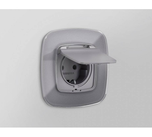 Накладка для розетки влагозащищенной с заземлением и со шторками с крышкой Ambrella Volt Quant OP5080