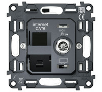 Механизм ТВ-розетки оконечные и розетки Ethernet RJ-45 со шторкам Ambrella Volt QUANT VM195