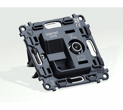 Механизм ТВ-розетки оконечные и розетки Ethernet RJ-45 со шторкам Ambrella Volt QUANT VM195
