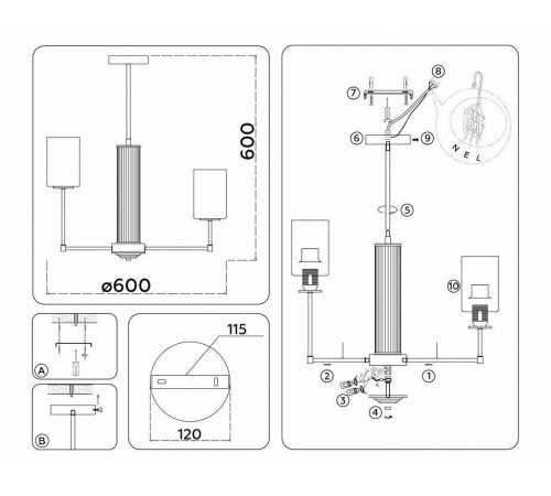 Люстра на штанге Ambrella Light HIGH LIGHT LH56211