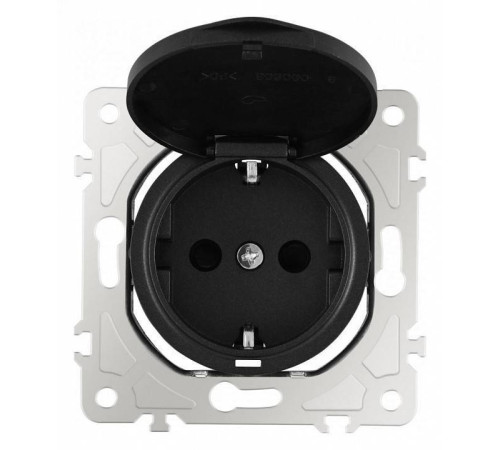 Розетка влагозащищенная с заземлением и со шторкой с крышкой Arte Milano am-202 202.41-1.black
