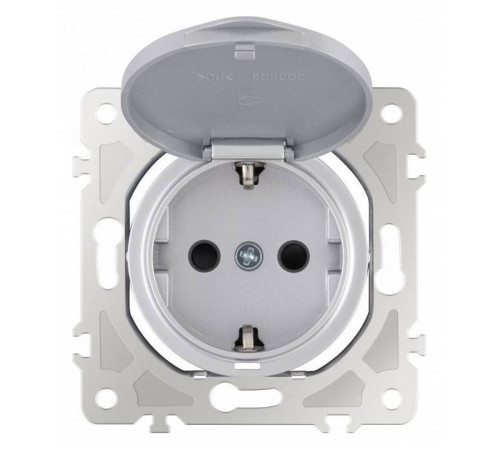 Розетка влагозащищенная с заземлением и со шторкой с крышкой Arte Milano am-202 202.41-1.silver
