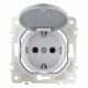Розетка влагозащищенная с заземлением и со шторкой с крышкой Arte Milano am-202 202.41-1.silver