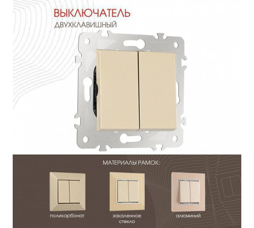 Выключатель двухклавишный без рамки Arte Milano 203 203.30-2.shampan