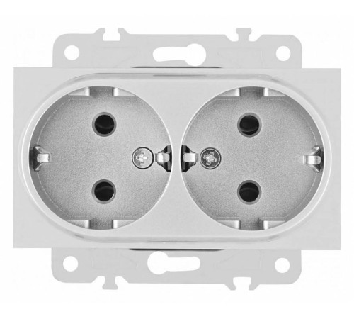 Розетка двойная с заземлением, без рамки Arte Milano am-203 203.40-2.silver