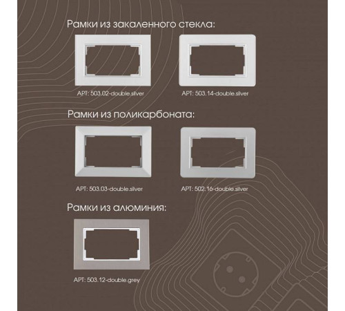 Розетка двойная с заземлением, без рамки Arte Milano am-203 203.40-2.silver