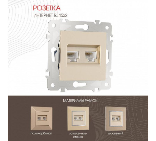 Розетка Ethernet RJ-45 без рамки Arte Milano am-203 203.45-2.shampan