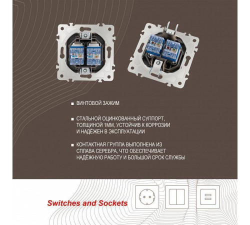 Розетка Ethernet RJ-45 без рамки Arte Milano am-203 203.45-2.shampan