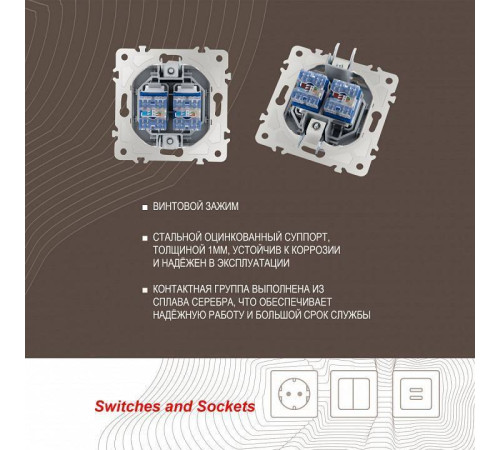 Розетка Ethernet RJ-45 без рамки Arte Milano am-203 203.45-2.silver