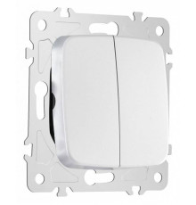 Выключатель проходной двухклавишный без рамки Arte Milano 205 205.32-2.silver