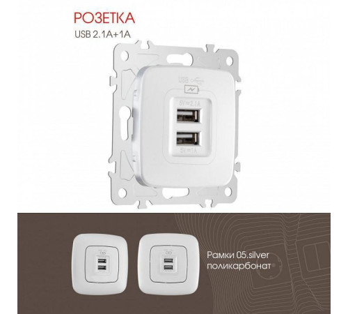 Розетка USB, без рамки Arte Milano am-205 205.46-1.silver