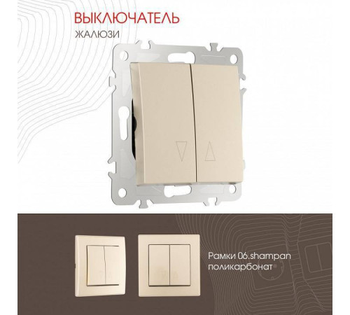 Выключатель для жалюзи без рамки Arte Milano 206 206.38-2.shampan
