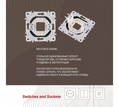 Розетка для вывод кабеля без рамки Arte Milano am-206 206.49-1.shampan