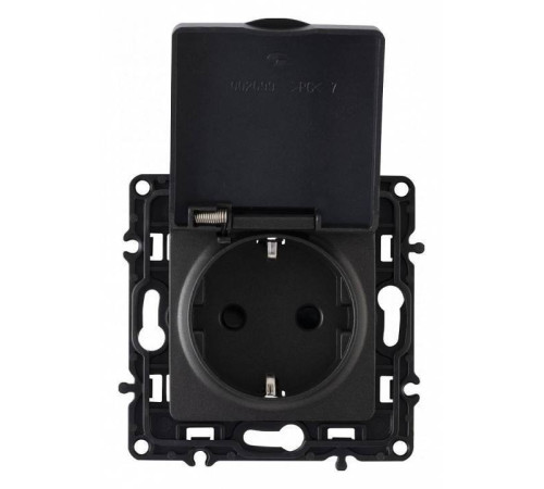 Розетка влагозащищенная с заземлением и со шторкой с крышкой Arte Milano am-217 217.41-1.black