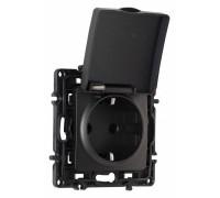 Розетка влагозащищенная с заземлением и со шторкой с крышкой Arte Milano am-217 217.41-1.black