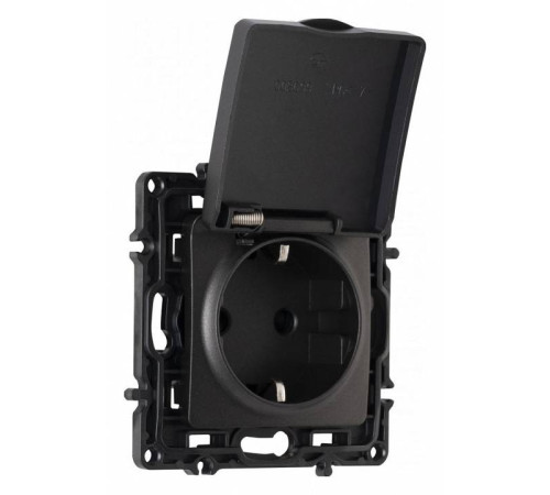 Розетка влагозащищенная с заземлением и со шторкой с крышкой Arte Milano am-217 217.41-1.black