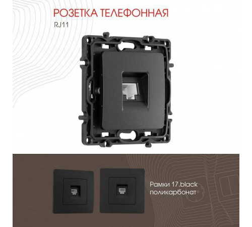 Розетка телефонная RJ-11 без рамки Arte Milano am-217 217.51-1.black
