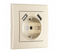 Розетка с заземлением и со шторкой и 2хUSB Arte Milano SET06-1 SET06-1-47-1 shampan