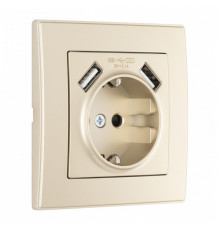 Розетка с заземлением и со шторкой и 2хUSB Arte Milano SET06-1 SET06-1-47-1 shampan