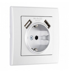 Розетка с заземлением и со шторкой и 2хUSB Arte Milano SET06-1 SET06-1-47-1 silver