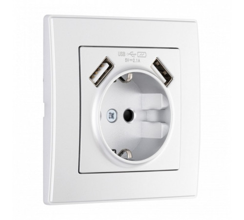Розетка с заземлением и со шторкой и 2хUSB Arte Milano SET06-1 SET06-1-47-1 silver