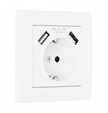 Розетка с заземлением и со шторкой и 2хUSB Arte Milano SET06-1 SET06-1-47-1 white
