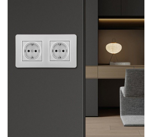 Розетка с заземлением и со шторкой Arte Milano SET16-2 SET16-2-40-1x2 silver