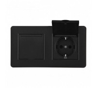 Розетка с заземлением и шторкой, с крышкой Arte Milano SET16-2 SET16-2-41-1x2 black