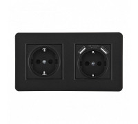 Розетка с заземлением и со шторкой и 2хUSB Arte Milano SET16-2 SET16-2-47-1-40-1 black