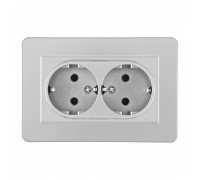 Розетка двойная с заземлением и со шторкой Arte Milano SET16-2 SET16-double-40-2 silver