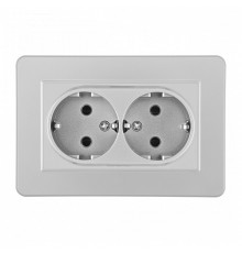 Розетка двойная с заземлением и со шторкой Arte Milano SET16-2 SET16-double-40-2 silver