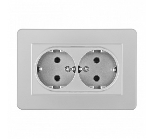 Розетка двойная с заземлением и со шторкой Arte Milano SET16-2 SET16-double-40-2 silver