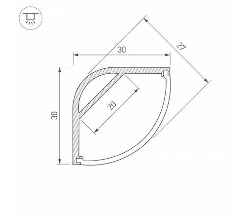 Профиль накладной угловой внутренний Arlight ARH-KANT-H30-2000 ANOD 016136