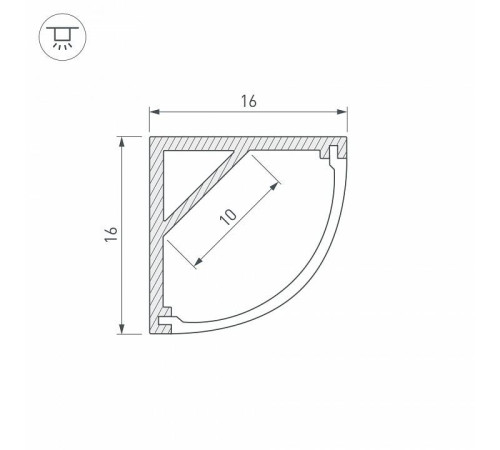 Профиль накладной угловой внутренний Arlight ARH-KANT-H16-2000 ANOD 016178