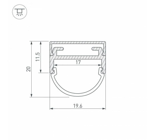 Профиль накладной Arlight ARH-WIDE-B-H20-2000 ANOD 2000 мм 016188
