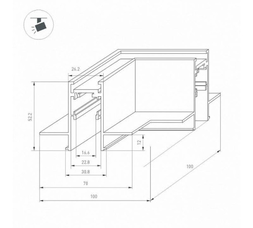 Соединитель угловой L-образный для треков встраиваемых Arlight MAG-ORIENT 033639