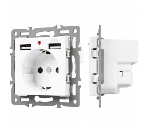 Розетка с заземлением и 2хUSB type A, без рамки Arlight SCT 043733