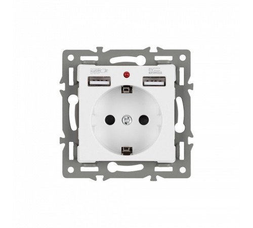 Розетка с заземлением и 2хUSB type A, без рамки Arlight SCT 043733