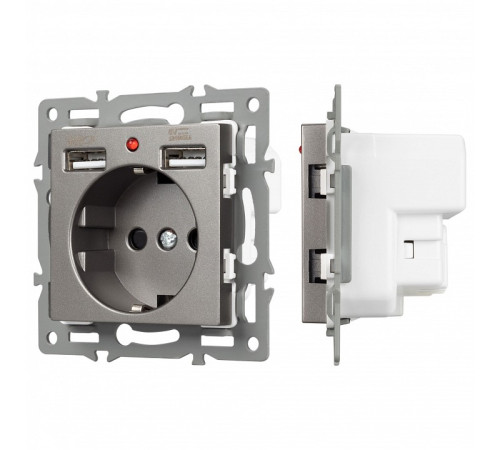 Розетка с заземлением и 2хUSB type A, без рамки Arlight SCT 043735