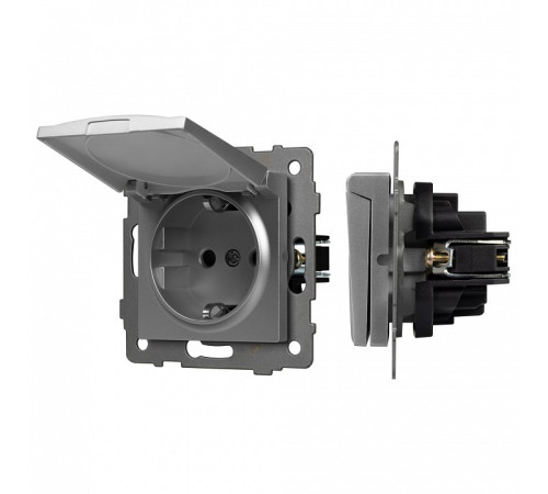 Розетка влагозащищенная с заземлением и со шторкой, без рамки с крышкой Arlight SCT 049836