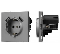Розетка с заземлением и 2хUSB type A, без рамки Arlight SCT-TENDO 054084
