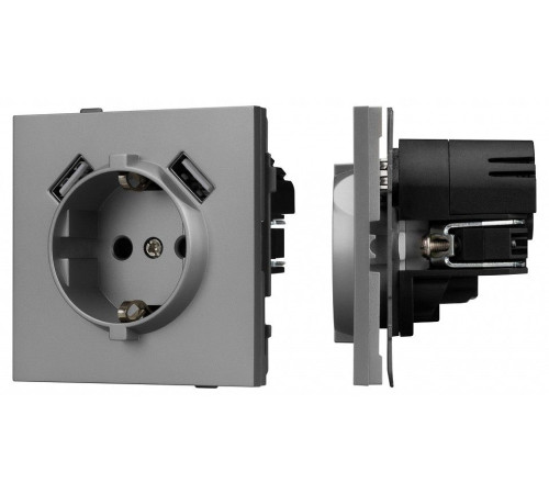 Розетка с заземлением и 2хUSB type A, без рамки Arlight SCT-TENDO 054084
