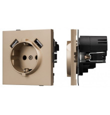 Розетка с заземлением и 2хUSB type A, без рамки Arlight SCT-TENDO 054085