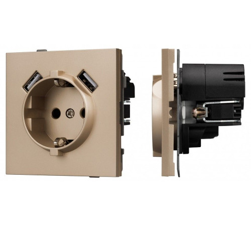 Розетка с заземлением и 2хUSB type A, без рамки Arlight SCT-TENDO 054085