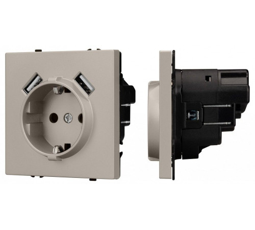 Розетка с заземлением и 2хUSB type A, без рамки Arlight SCT-NOBE 059442