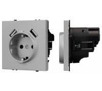 Розетка с заземлением и 2хUSB type A, без рамки Arlight SCT-NOBE 059443