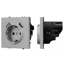 Розетка с заземлением и 2хUSB type A, без рамки Arlight SCT-NOBE 059443