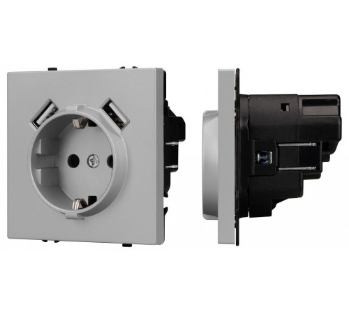 Розетка с заземлением и 2хUSB type A, без рамки Arlight SCT-NOBE 059443