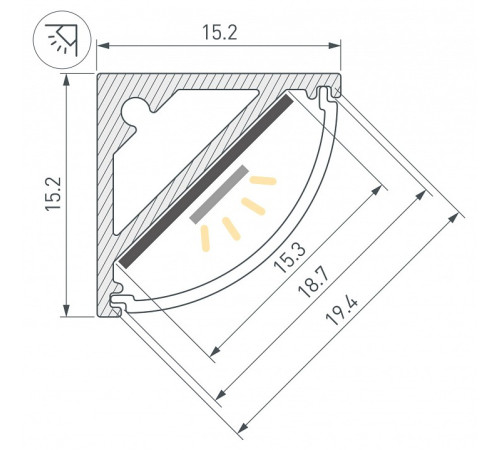 Профиль накладной угловой внутренний Arlight SL-KANT 061356