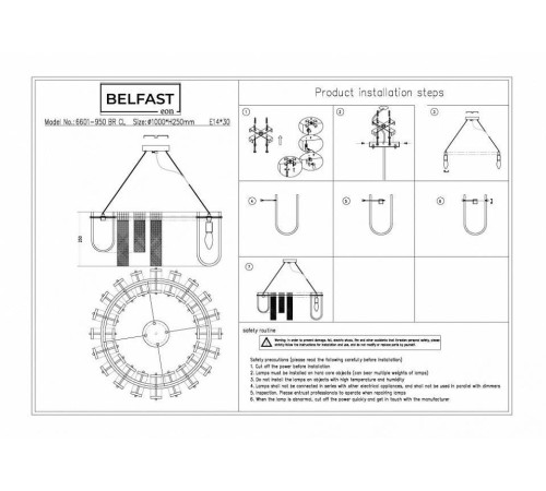 Подвесная люстра Belfast Severn 6601-950 BR CL